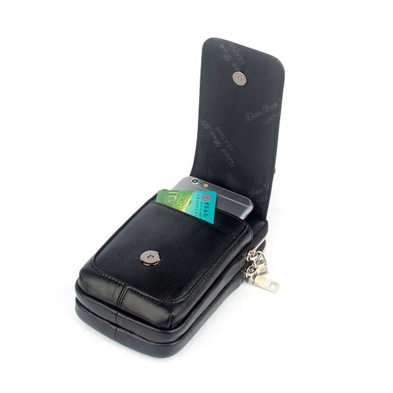 Мужская кожаная поясная сумка Сотовый/мобильный телефон кошелек для монет