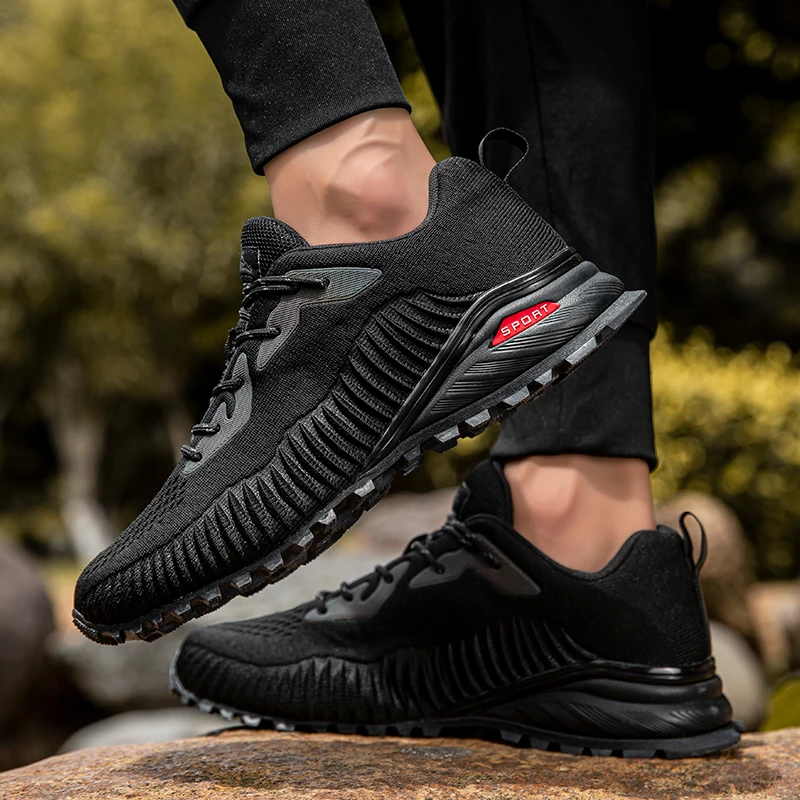 

Men Sneakers Waterproof Mens Casual Shoes Comfortable Sports Outdoor Hiking Shoes New Fashion Black Runing Shoes Big Size 39-50