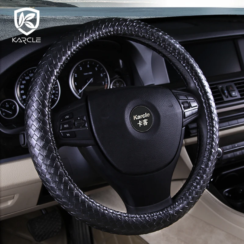 Karcle чехол рулевого колеса автомобиля из искусственной кожи Нескользящая 38 см