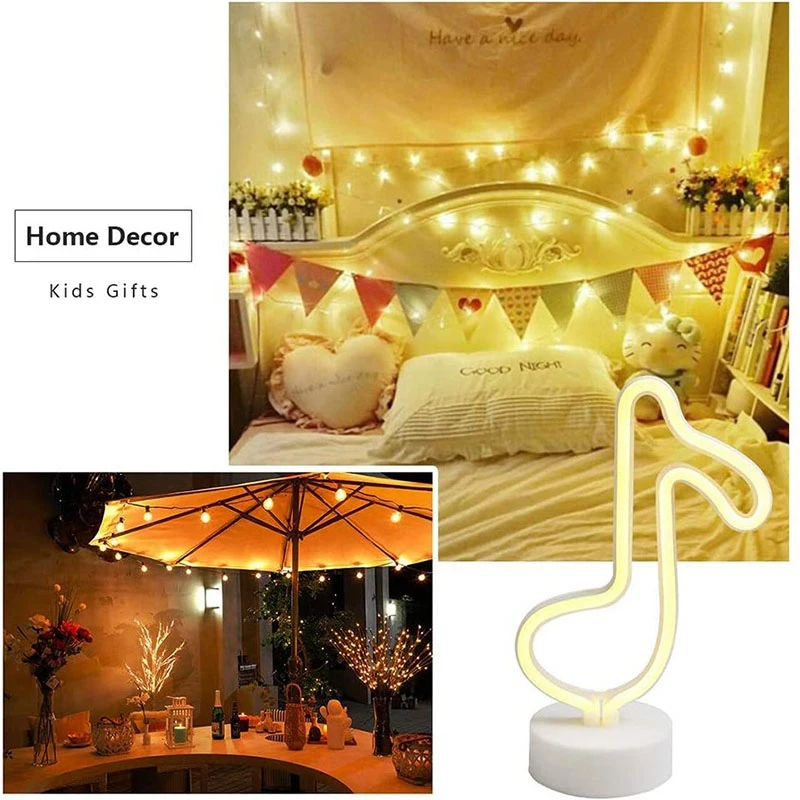 

Music Note Neon Sign Led Neon Sign for Room Decoration Neon Night Light Art Bedside Decoration (Warm White)