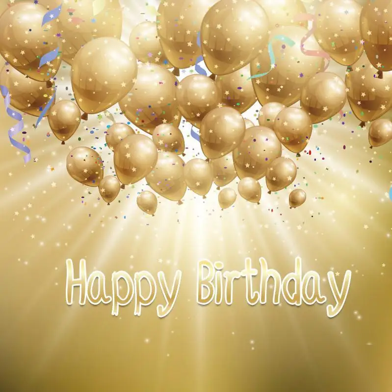 С Днем Рождения Золотой блестящий фон для фотографии воздушных шаров искры