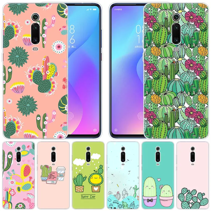 Силиконовый чехол с милым мультяшным КАКТУСОМ для Xiaomi Pocophone F1 Mi 9T Pro CC9 CC9E 9 9SE 8 A3 A2 Lite A1 5X 6X Mix3|Бамперы| |