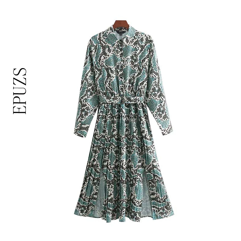 Винтажное шикарное платье миди со змеиным принтом женское плиссированное с