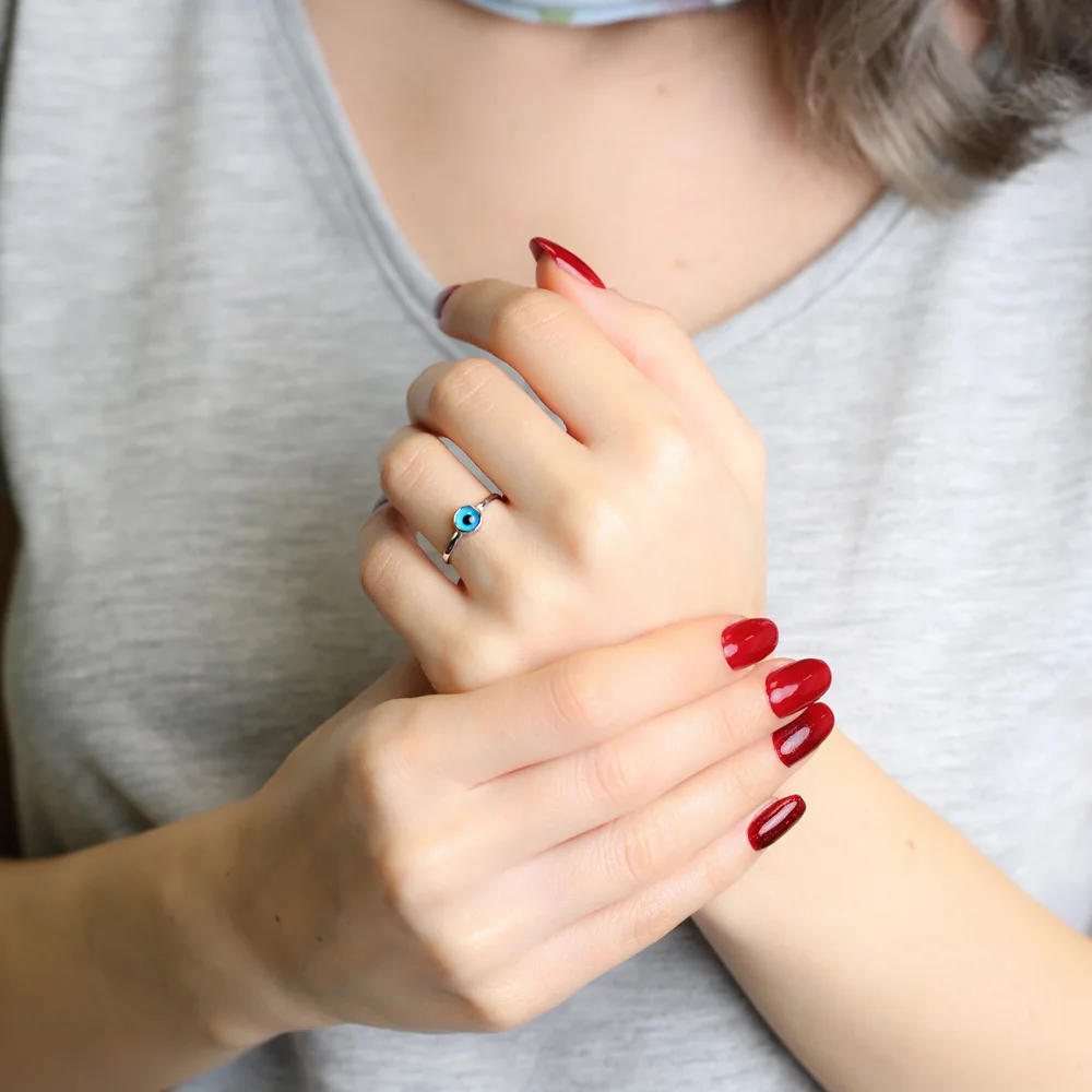 

SPENTA Jewelry Adjustable Size Evil Eye Ring Silver Adjustable Ring 925 Silver Sterling Jewelry