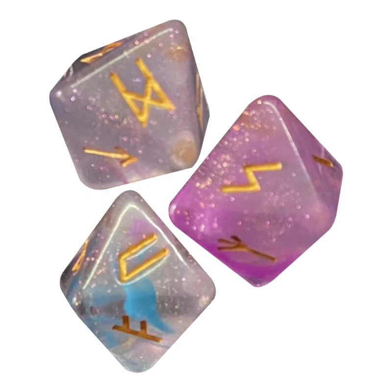 

3 Pcs 8-Sided Rune Dice Resin Assorted Polyhedral Dices Set Divination Table Board Roll Party Cards Playing Game Toy