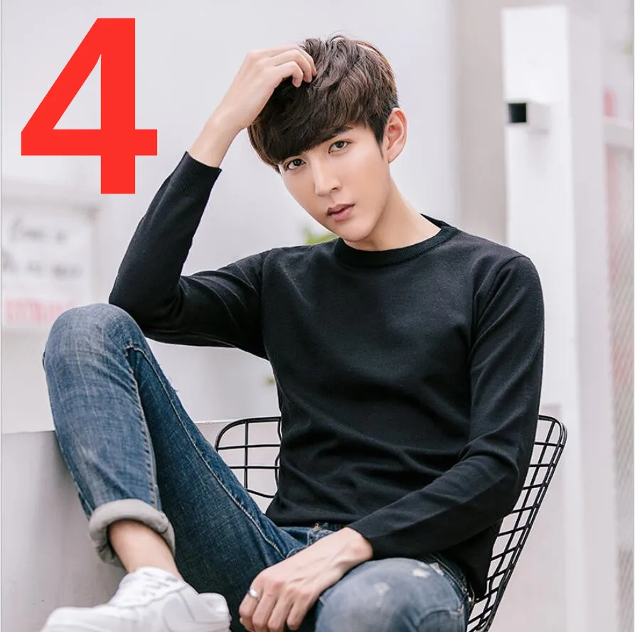 

2019 New YJ55 Colored Spun Cotton Mens Sweaters O neck Top Dyed Sweaters Male Pullover Man Brand Strength Cotton Clothes