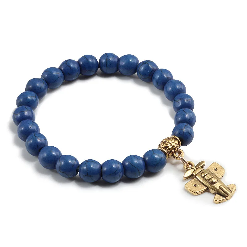 В наличии 14 цветов винтажные бусы из натурального камня мужской браслет самолет