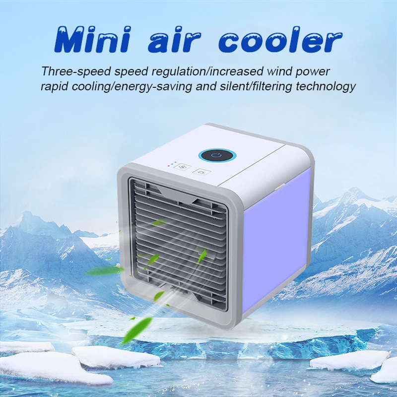 

Air Cooler Portable Air Conditioner with LED Light Mini Personal Cooler Fan 3 Mode for Home Office Desk Outdoors Travel