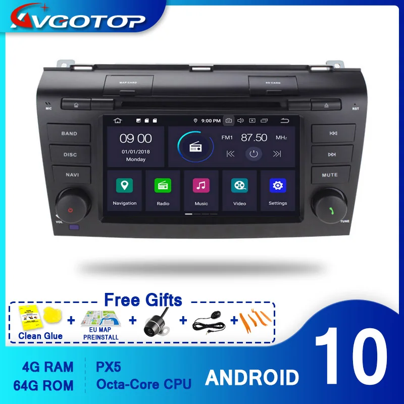 AVGOTOP Android 10 GPS автомобильный DVD-плеер мультимедийный для MAZDA 3 2003 2004 2005 2006 2007 2008 2009 RDS