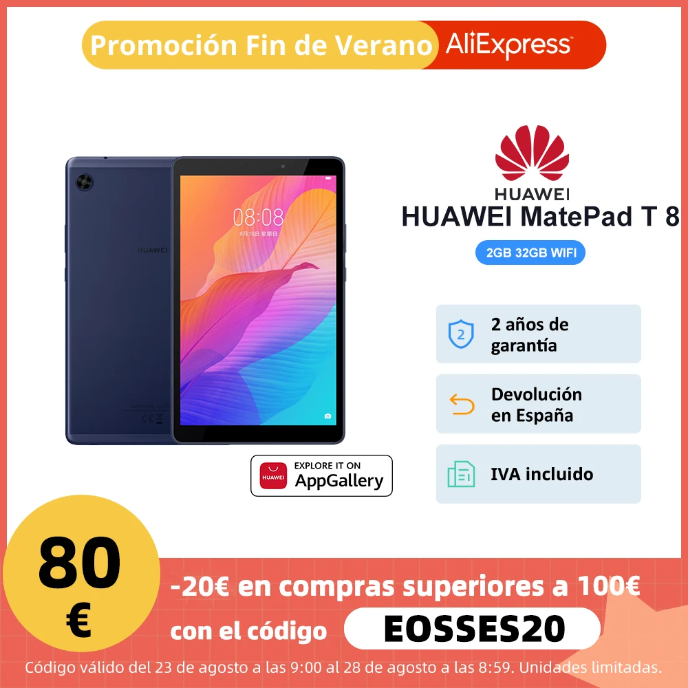 Планшет HUAWEI MatePad T8 2 Гб + 32 ГБ глобальная версия дюйма FullHD Wi Fi Восьмиядерный 8 0 мА * ч