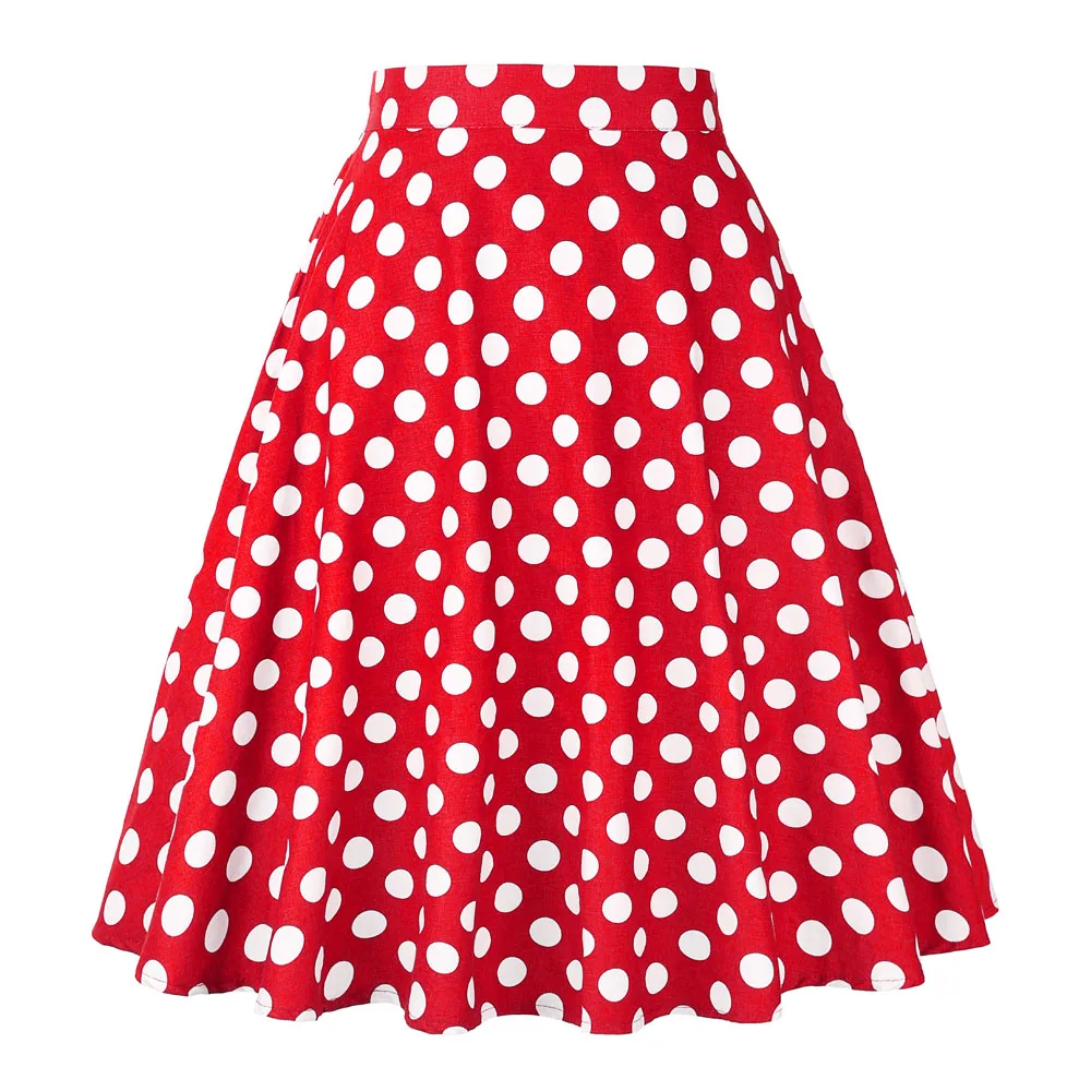 

Женская короткая юбка-туника средней длины, красная хлопковая юбка в горошек с завышенной талией, в винтажном стиле 50-60-х годов, 2021