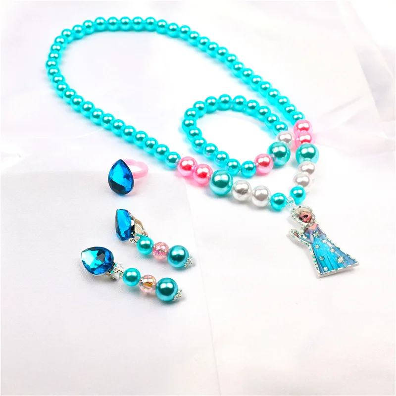 

Disney Elsa Princess Fashion Kids Girl Toy Children Bracelet Necklace Set Jewelry Gift Box Pretend Play Toy Birthday Present