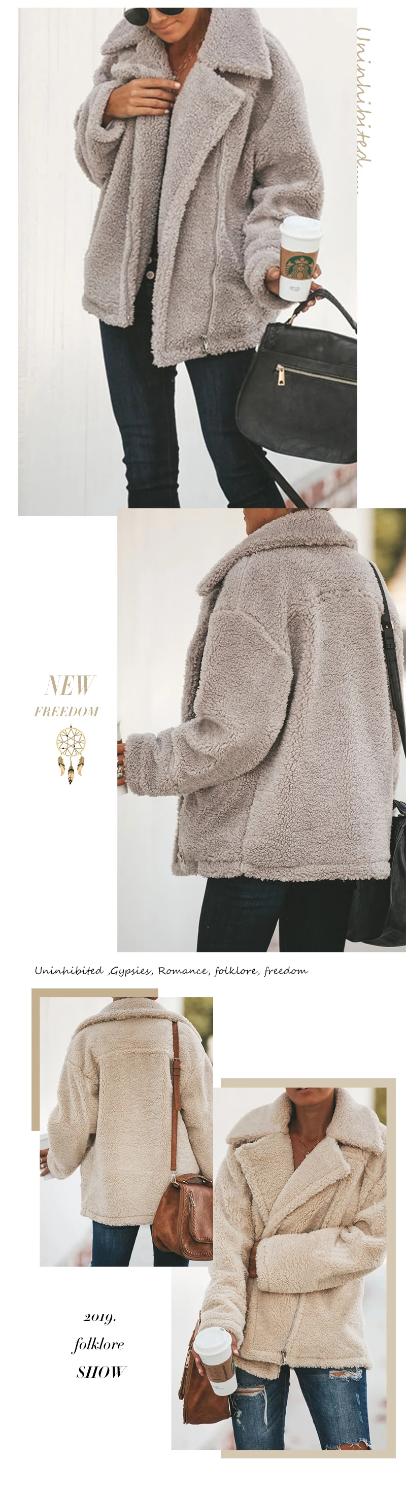 Everkaki Boho бархатное пальто куртки женские на молнии зимние толстые модные повседневные однотонные женские искусственная куртка на меху женские зима