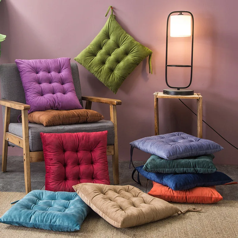 

Warm Floor Mat Crystal Velvet Cushion Stool Mat Thicken Seat Cushions Soft Solid Color Office Chair Pads Winter Home Decor
