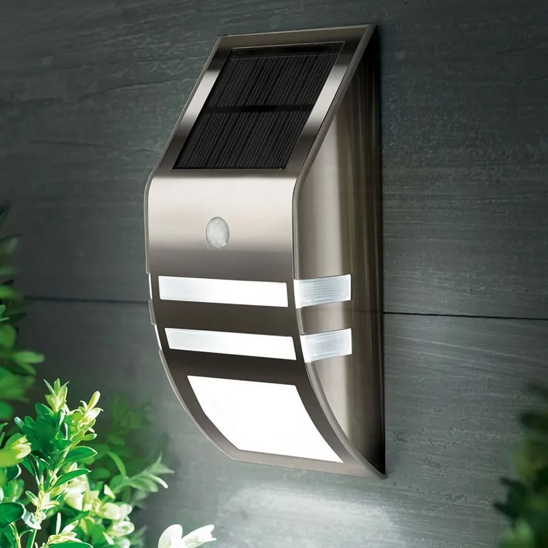 

Stainless Steel Waterproof PIR Motion Sensor LED Solar Lights For Light Garden Decoration Yard Outdoor Wall Lamp Pathway