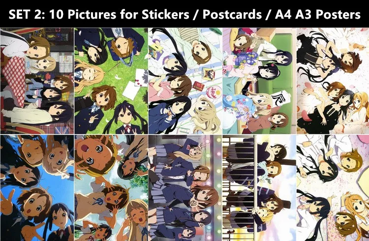 10 шт./лот K-ON! Постер-наклейка открытка K-on Yui Mio Ritsu Tsumugi Azusa Nodoka Ui подарочная карта