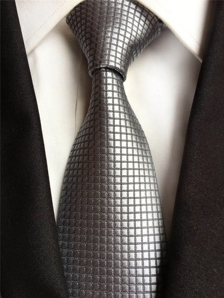 8 см мужской Официальный галстук серый темно Серебряный Уникальный Галстук с