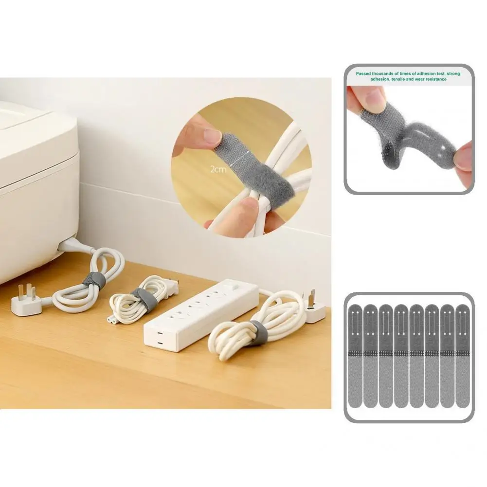 

Notch 8Pcs Grey Computer Line Wire Wrap Strap Space-efficient Cable Management Belt Tensile Resistance for Curtains