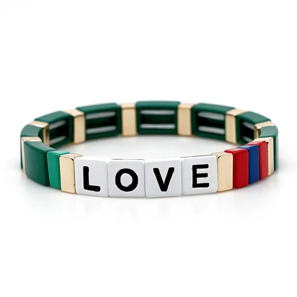 Shinus плиточный браслет для женщин и мужчин Pulseras Mujer женские браслеты в стиле бохо красочные ювелирные изделия ручной работы Летний пляж на заказ Радуга