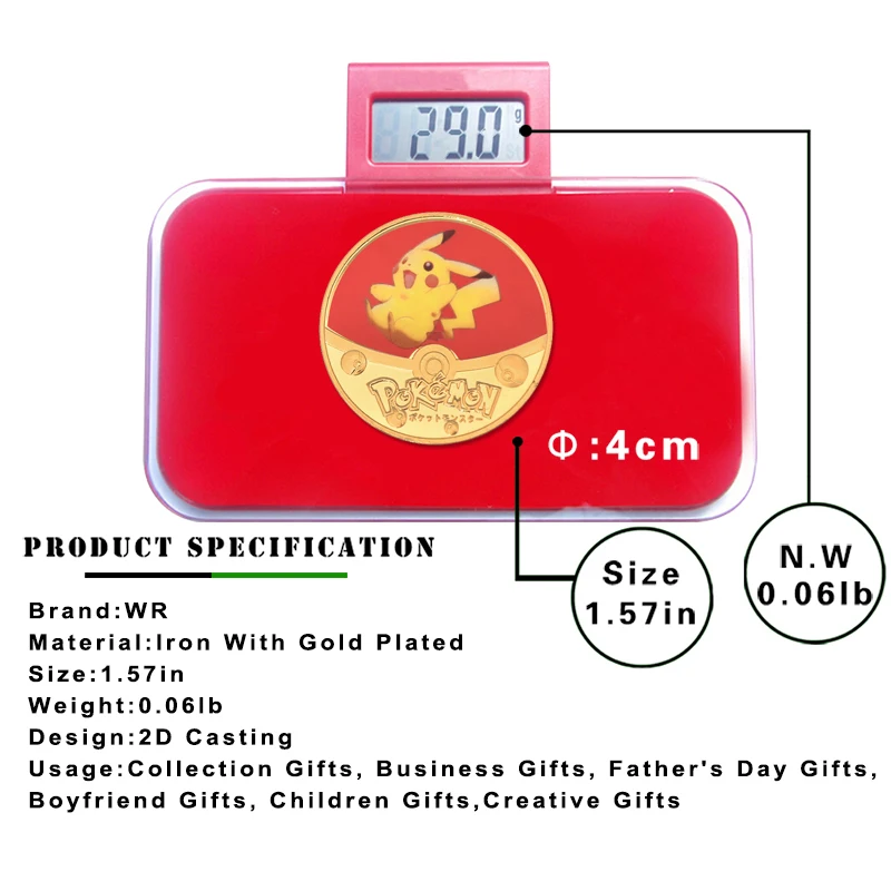 WR карманные монстры позолоченные Коллекционные монеты с монетницей японские