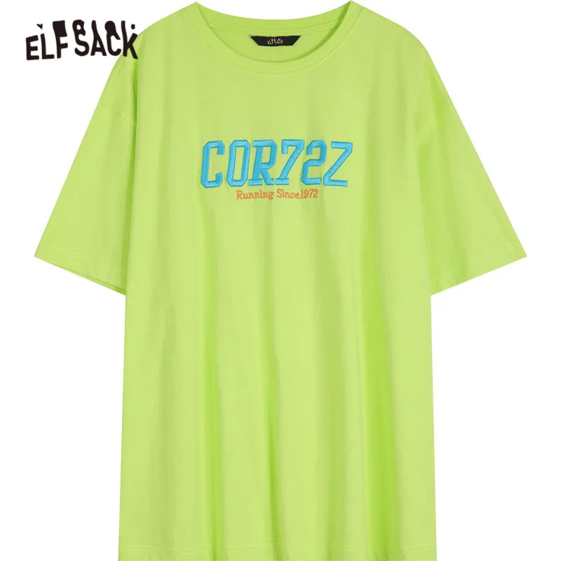 

ELFSACK Harajuku Bear Doll Letter Embroidery Casual T-Shirts Women,2021 Summer ELF Vintage Short Sleeve Female Basic Daily Tops