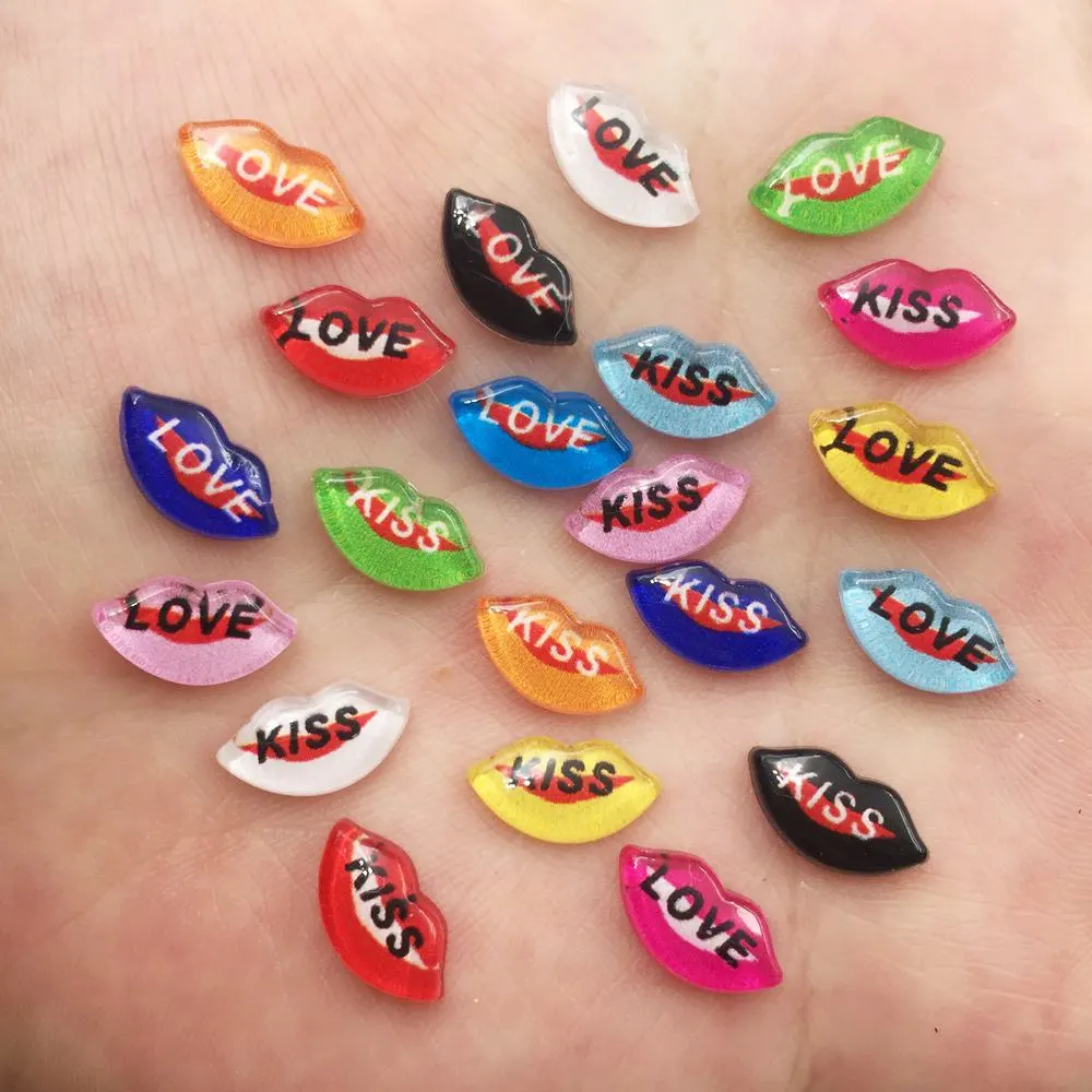 50pcs Resin Cute Colorful Beautiful Kiss Love Mouth Flatback Rhinestone Appliques DIY Wedding Scrapbook Craft SF052 | Дом и сад