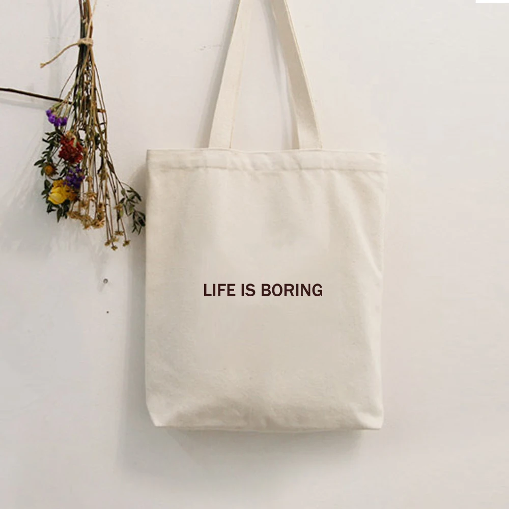 Женская Холщовая Сумка New Life Is простая хлопковая Повседневная тоут школьные