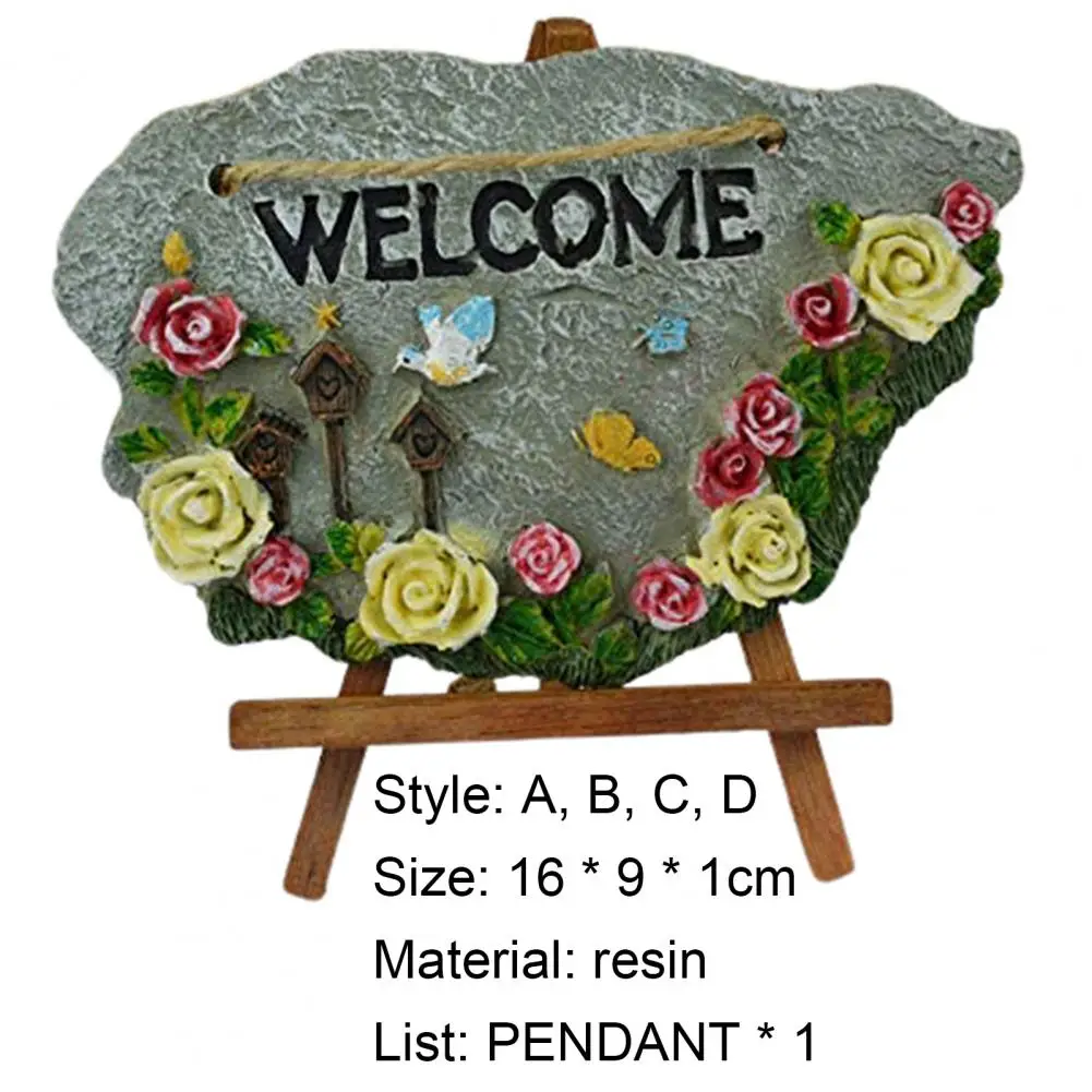 

New Style Creative Hanging Pendant Decorative Lightweight Resin Welcome Flower Pattern Door Plaques Decoration for Window Wall