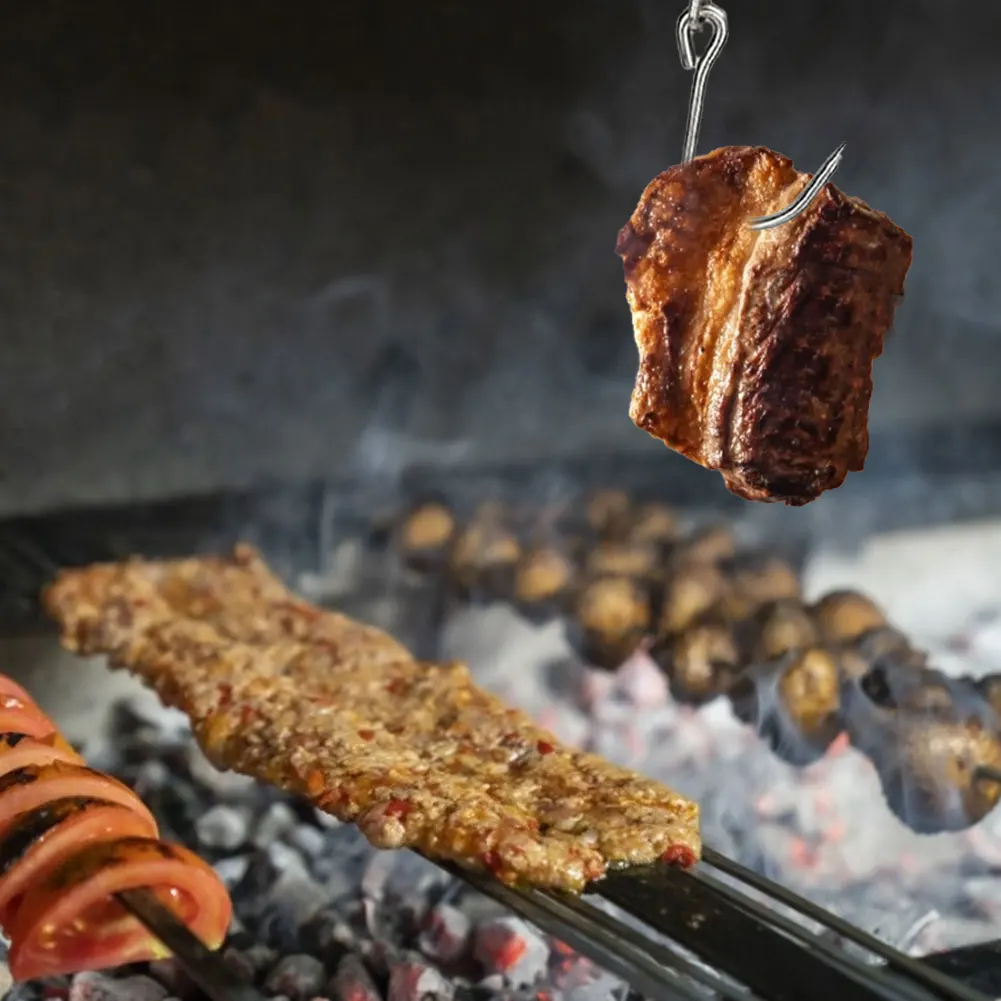 

2pcs S Shaped Stainless Steel Meat Hook Chicken Wing Ring Butcher Pork Hook For Hanging Kitchen BBQ Bacon Processing