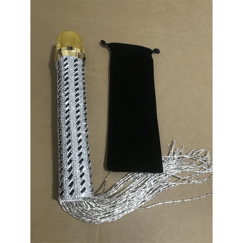 Для певицы DJ танцор Flash Стразы крышка микрофона золото бриллиант концерт певица