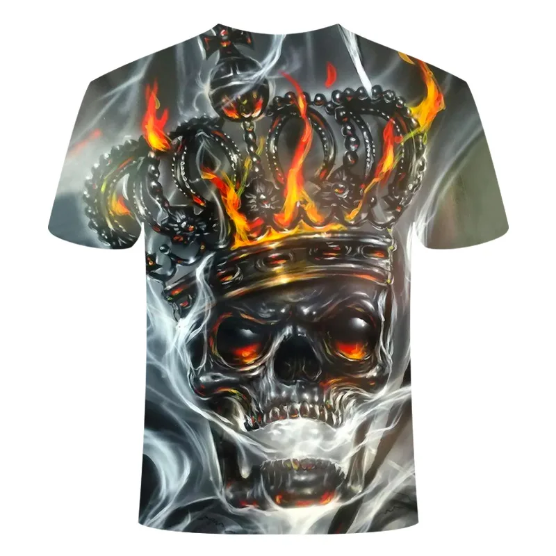 

Black T shirt 3D Skull king Summer Horror tshirt men Summer Tops Tees High Quality Short Sleeve Mens Hip Hop Shirts Homme Clothe