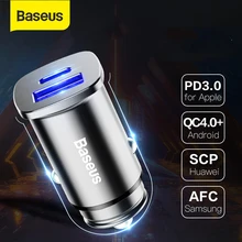 Baseus 30W Car Charger USB Type C PD Quick Charge 4.0 3.0 SCP Mobile Phone Charger Fast Car Phone Charger For Huawei xiaomi