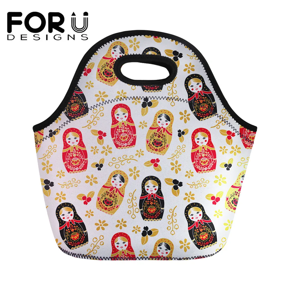 Ланч бокс FORUDESIGNS с рисунком традиционной русской куклы Портативный Термосумка