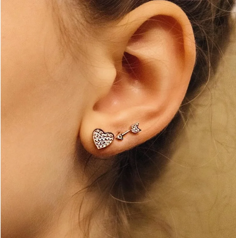 Женские серьги гвоздики в виде сердца серебро 925 пробы|Серьги-гвоздики| |