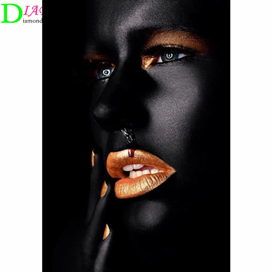 

5D DIY Diamond Painting Black White Gold Modern Woman Cross stitch Diamond Embroidery Mosaic Art Picture Rhinestones Decor Gift