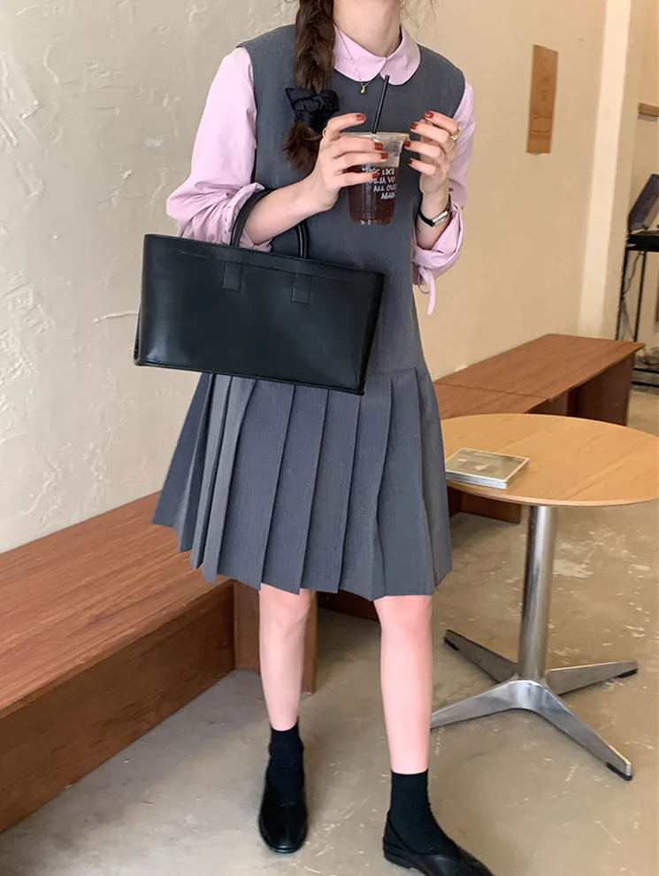 

2Colors 2021 New Summer Dress Ladies Dress Preppy style Women Tank Vestidos Sleeveless Robe A Line Mini Dress Clothes(X1895