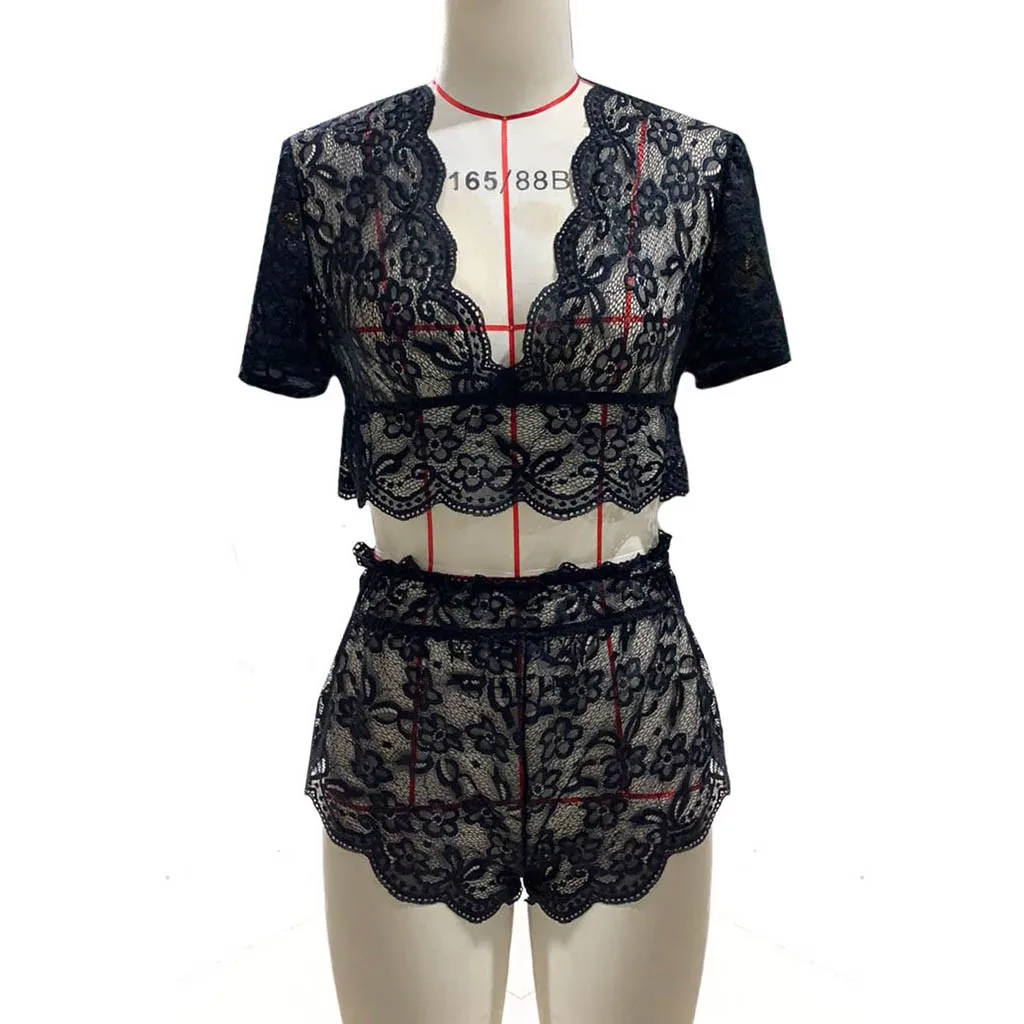 Flowers Embroidery Underwear Women Set Sexy Lingerie Lace Perspective Lenceria Sensual Mujer Hot Erotic Sexual 2PC | Женская одежда