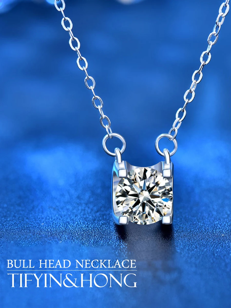 

Ожерелье из серебра S925 с муассанитом и головой быка, искусственное, подарок на день рождения, эксклюзивное для пар