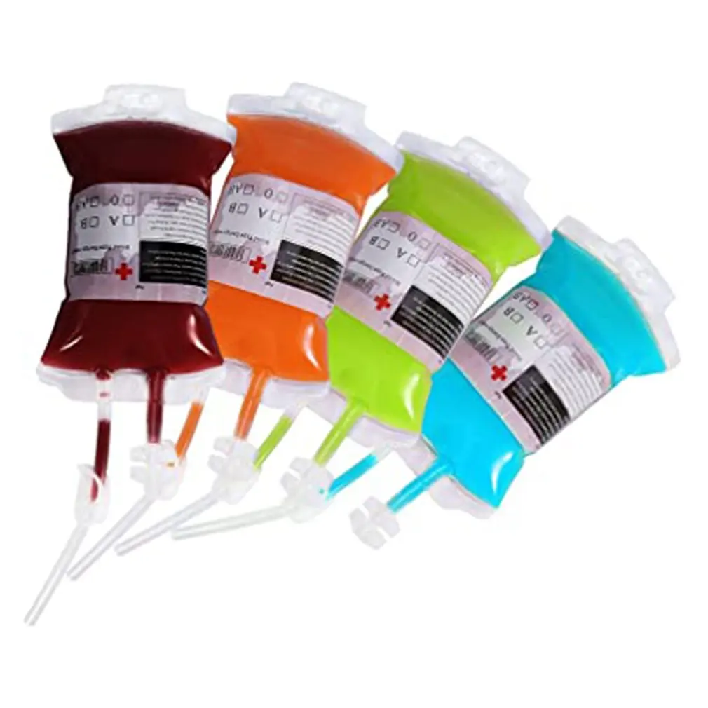 

25 Sets DIY Blood Bag Reusable Blood Energy Drink Bag Concentrated Juice Energy Pack Halloween Pouch Props Cosplay