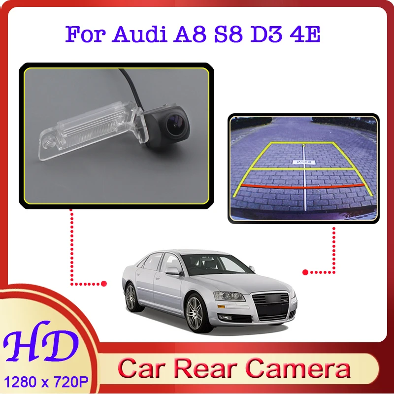 

Автомобильная камера заднего вида «рыбий глаз» для Audi A8 S8 D3 4E 2002 ~ 2009, HD Водонепроницаемая специализированная камера заднего вида с функцией ...