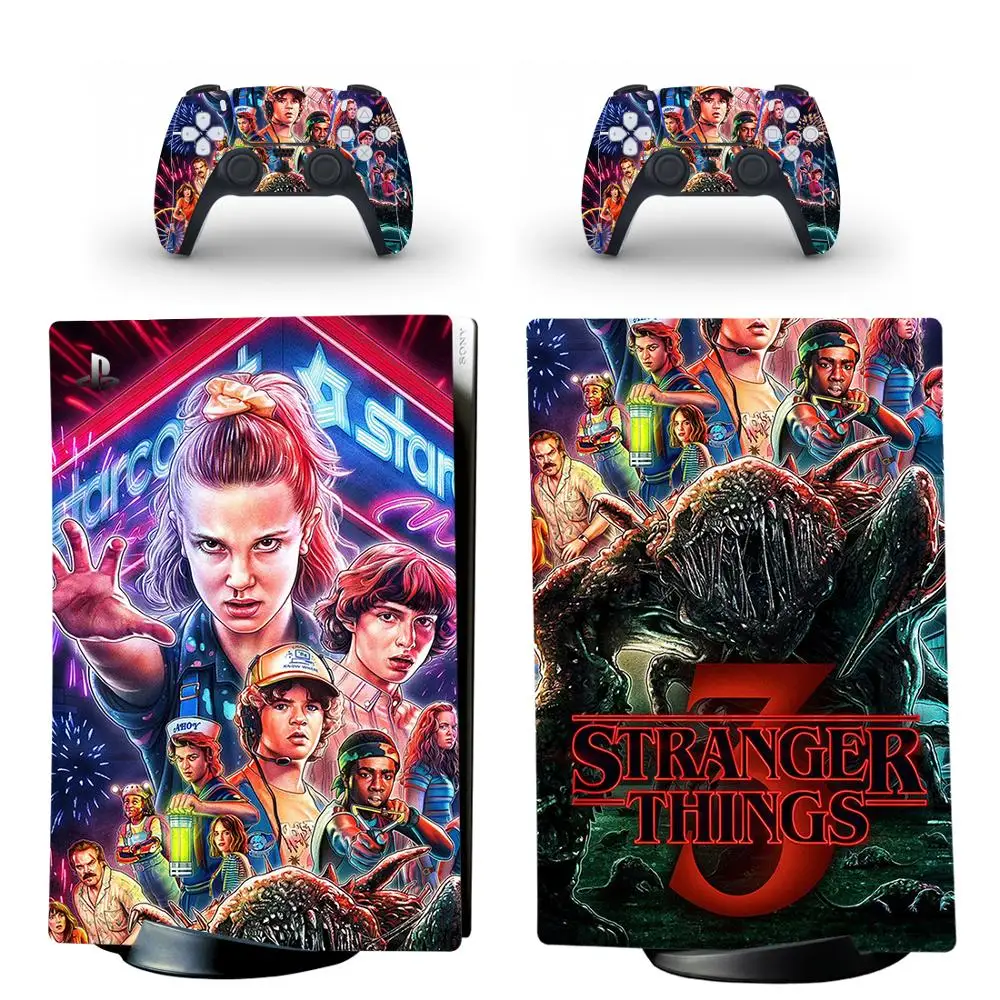 

Stranger Things PS5 Digital Edition Skin Sticker Decal Cover for PlayStation 5 Console and 2 Controllers PS5 Skin Sticker Vinyl