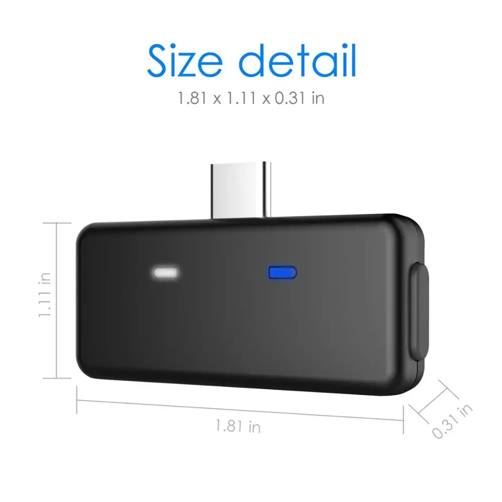 Двойной беспроводной адаптер Bluetooth 5 0 aptX с низкой задержкой USB Type C аудио