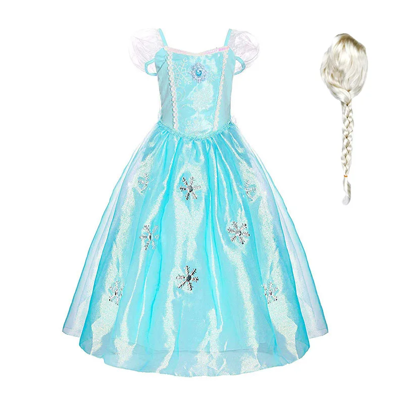 Dress and W01 Комплект для девочек с принтом Эльзы, платье принцессы Детские Sumner Стразы костюм детей Снежная Королева Хэллоуин День рождения платье-фантазия - Цвет: Dress and W01