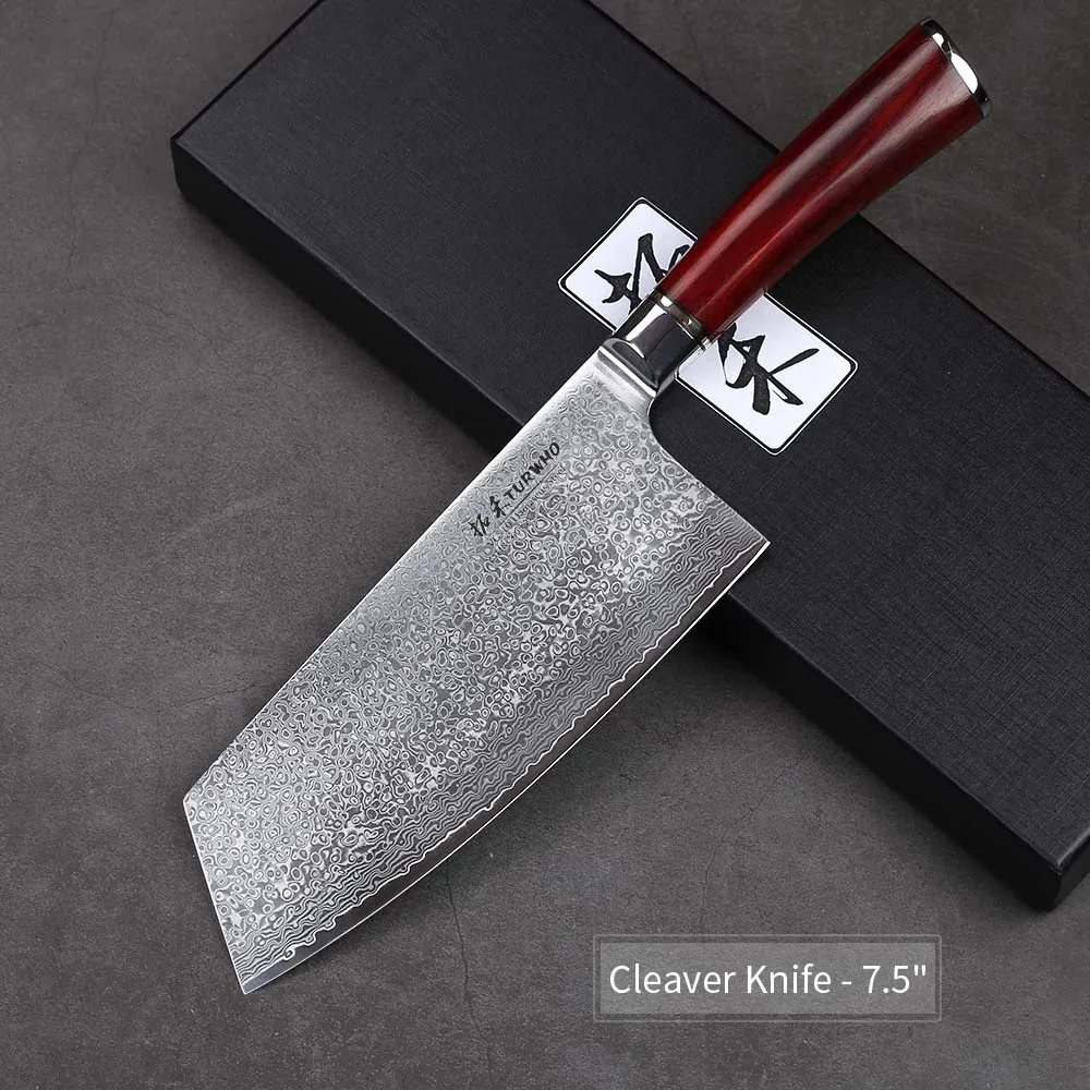 TURWHO7.5 ''нож Кливер 67 слоев дамасской стали кухонные ножи Новое поступление нож для нарезки с хорошим качеством ручки из розового дерева - Цвет: VCK-ST2