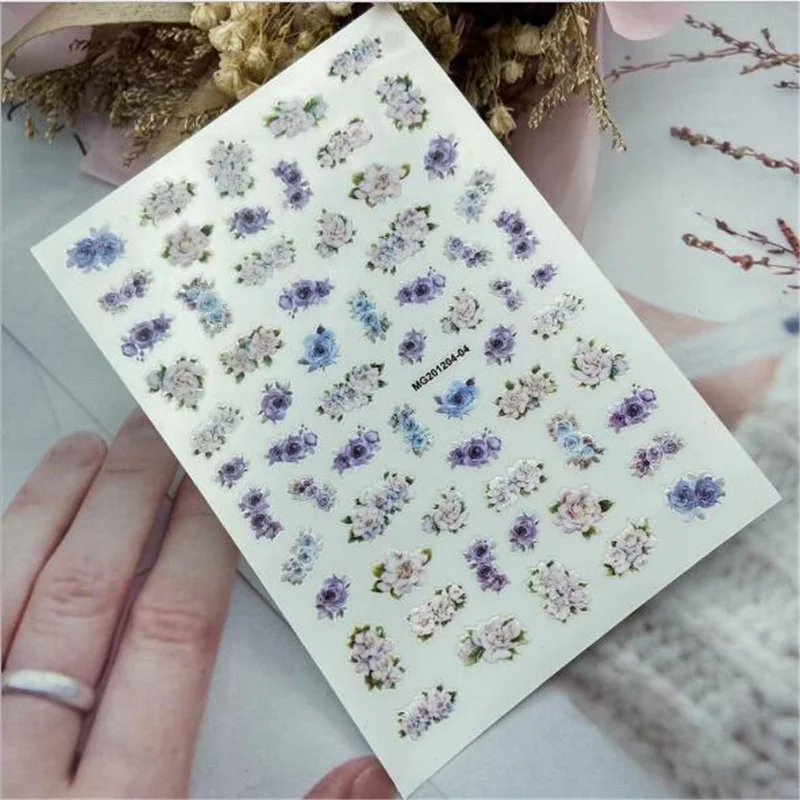Нетоксичные наклейки для ногтей в японском стиле маленькие цветы фрукты сухие