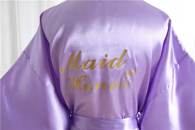 Maid of Honor 5 Шелковый Атласный Свадебный халат для невесты, Одноцветный халат, Короткое Кимоно, ночной халат, модный халат для женщин - Цвет: Maid of Honor 5