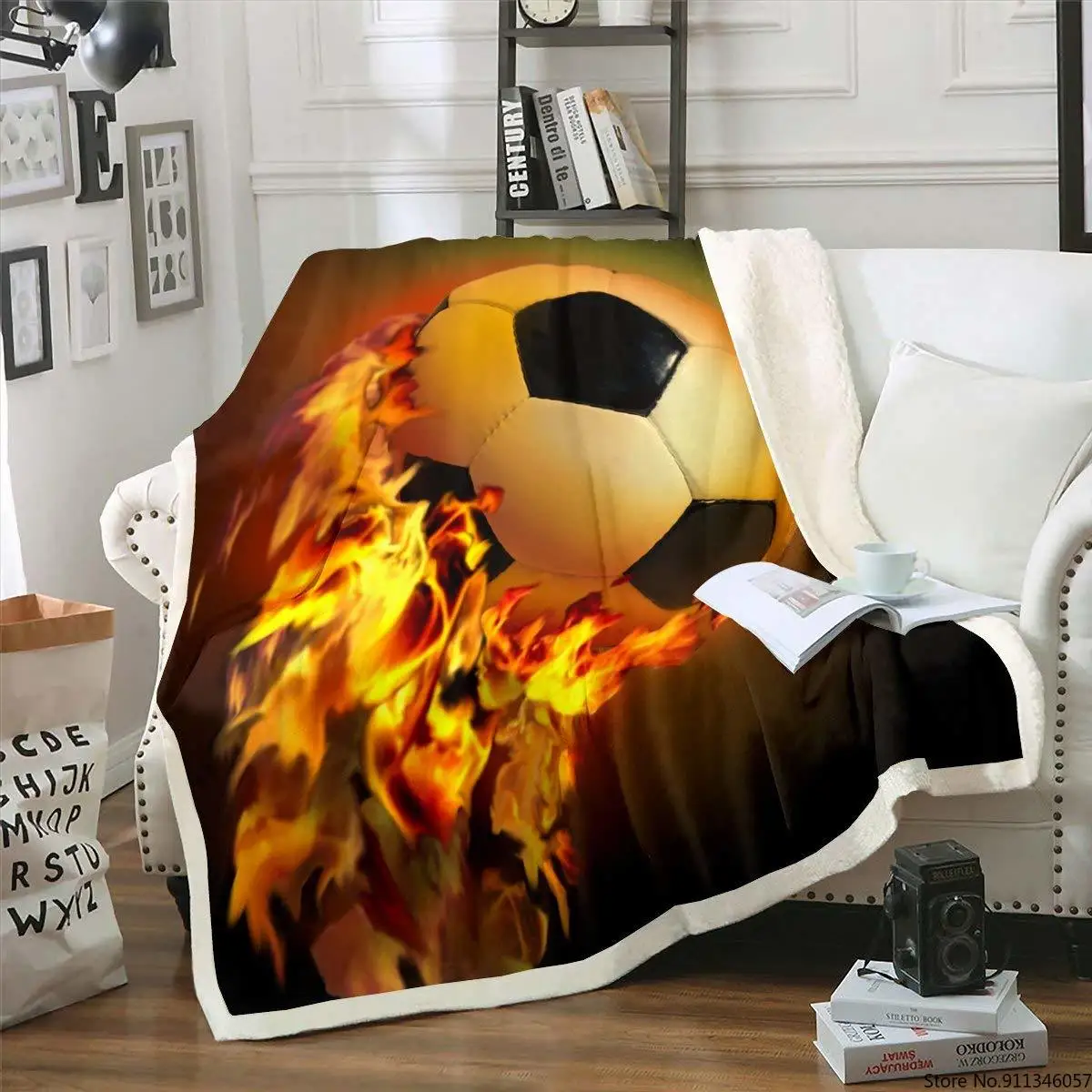 Плюшевое одеяло для футбола пушистое футбольных соревнований ледяного огня
