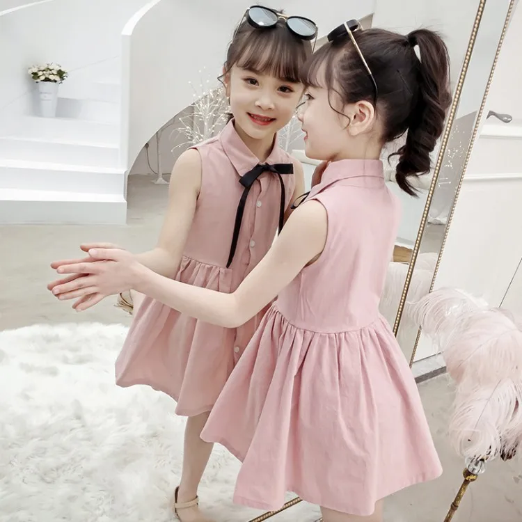 Платье для маленьких девочек детское весеннее хлопковое льняное платье