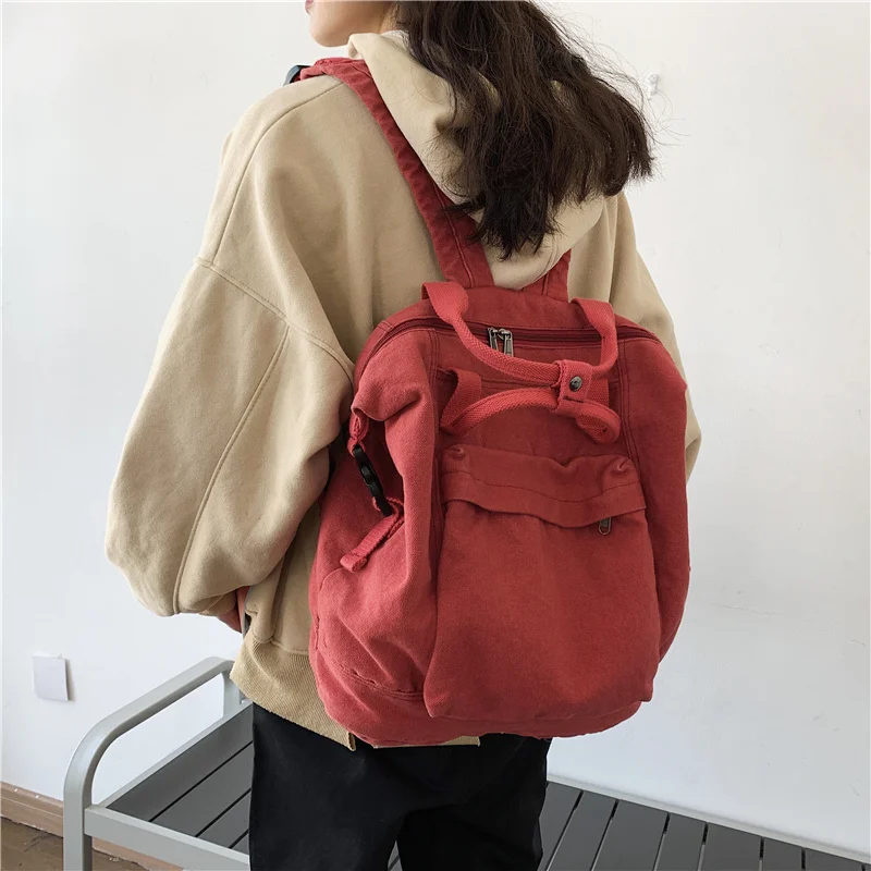

Модный холщовый женский рюкзак HOCODO с защитой от кражи, школьный ранец для подростков, однотонная Студенческая сумка для ноутбука, Повседнев...