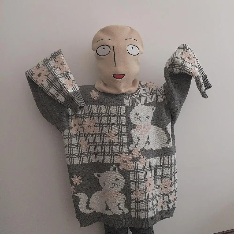 Популярная Милая забавная шапка harajuku с рисунком Аниме one punch man лысый Сайтама вышитая вязаная шапка женская шапка мужская шапка